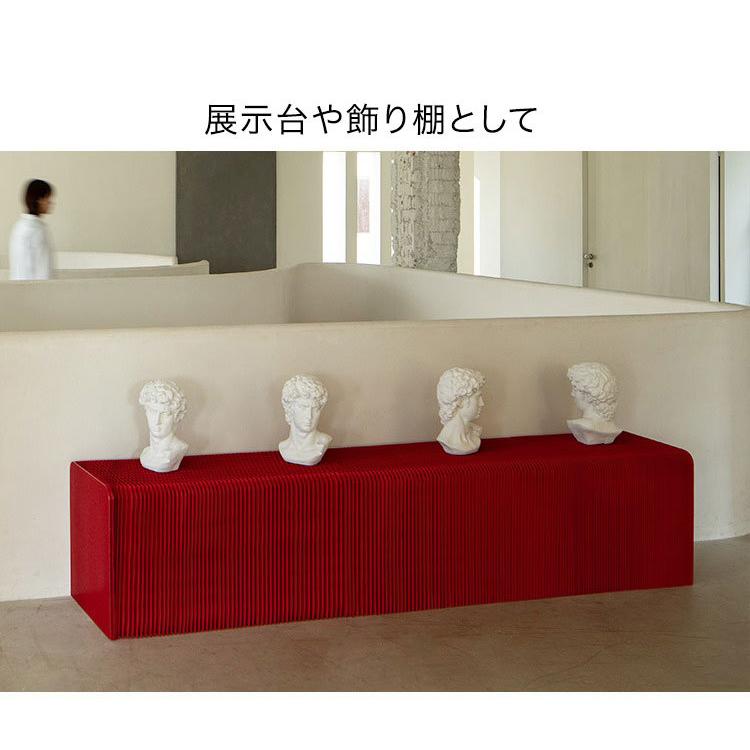 ペーパーシェルフ 折りたたみ H75×D42×W500cm 伸縮式 紙製 ハニカム構造 耐荷重50kg 撥水加工 クラフト紙 ナチュラル ブラック ホワイト レッド 代引不可