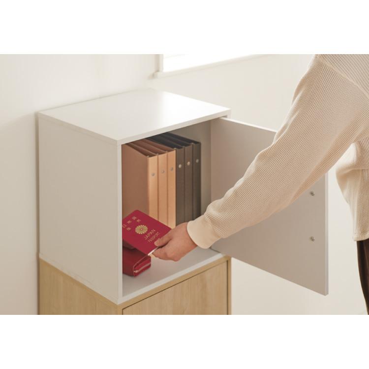 【4タイトルBOX】 Eric Carmen 収納ボックス付き！ リコメン堂 キューブボックス 鍵付 扉付き 4個セット 収納 木製