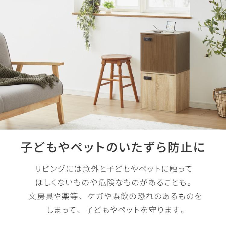 キューブボックス A4 木目 鍵付き 扉付き 幅35cm レイアウト自由自在