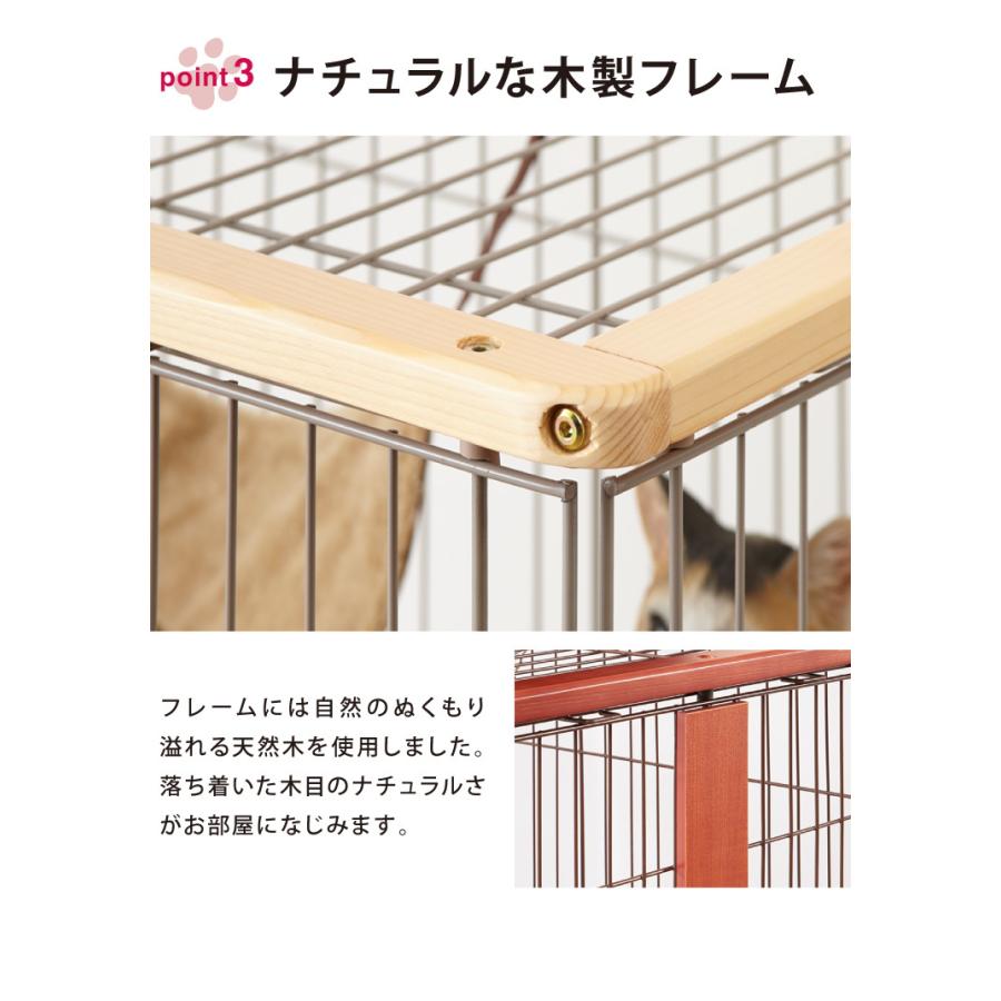 キャットケージ 2段 キャットハウス サークル ステップ付き ハンモック ペット ペット用品 多頭飼い 大型 木目 木目調 木製 猫ケージ 猫用品 組立簡単 10周年記念イベントが 木製