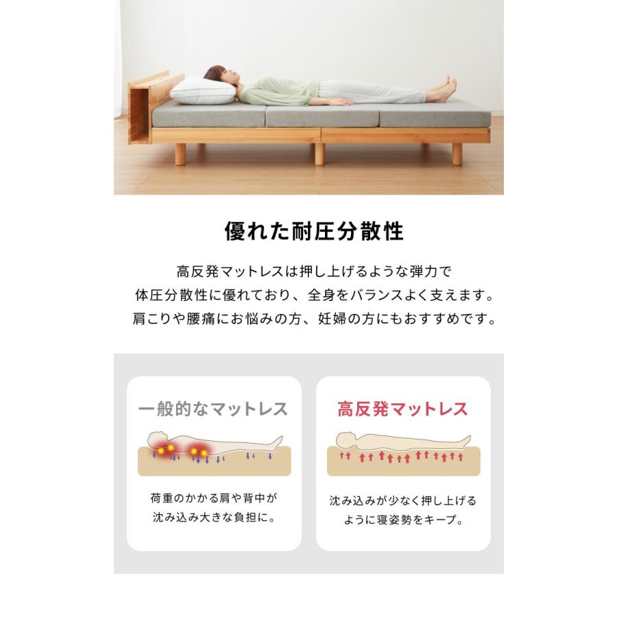 高反発 マットレスセミシングル 三つ折り 洗える カバー 厚さ10cm 190N