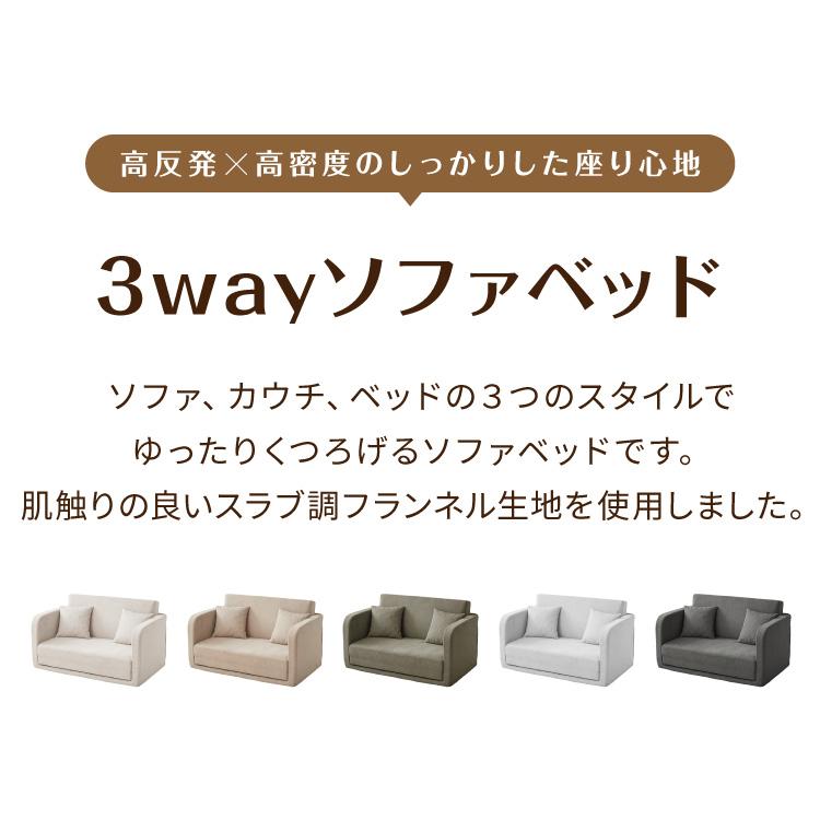 3WAY ソファベッド 2人掛け 幅115cm コンパクト ロータイプ 肘付き