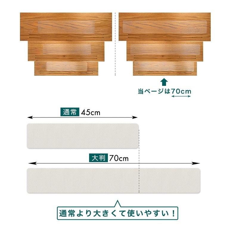 階段マット 幅70cm 15枚組 70x10cm 滑り止め PVC 透明 クリア 吸着 洗える ウォッシャブル ワイドタイプ 転倒防止 キズ防止｜recommendo｜04