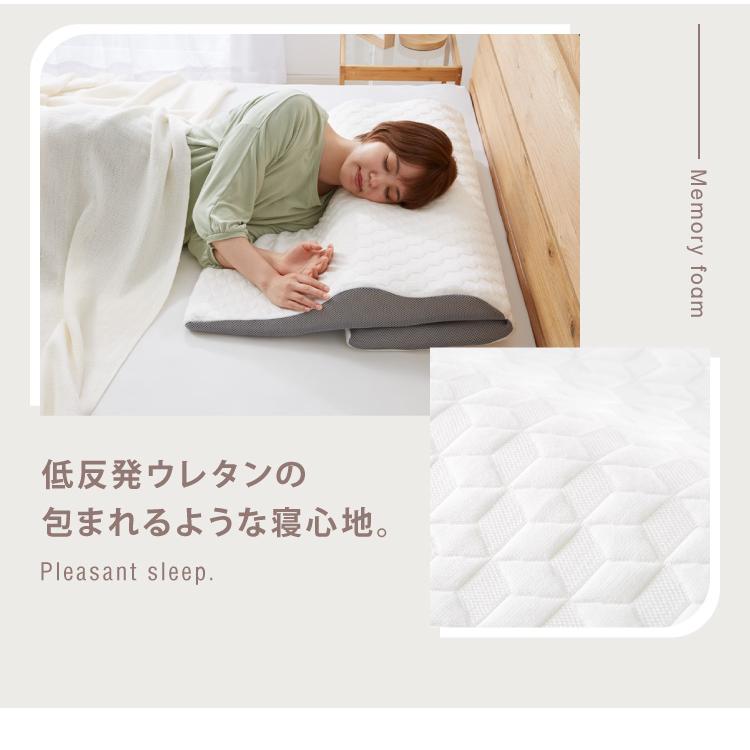 リコメン堂 低反発枕 体圧分散 幅75cm ワイド 75×60cm ウェーブ構造