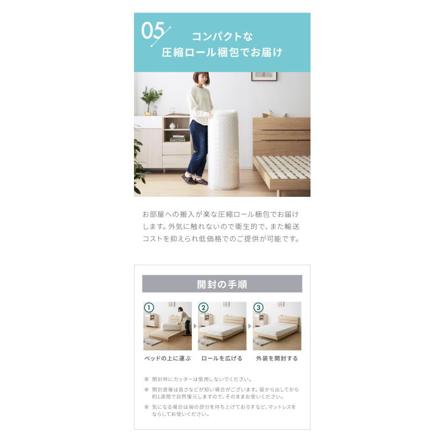 ポケットコイル マットレス セミシングル 厚さ20cm 圧縮梱包 ホワイト