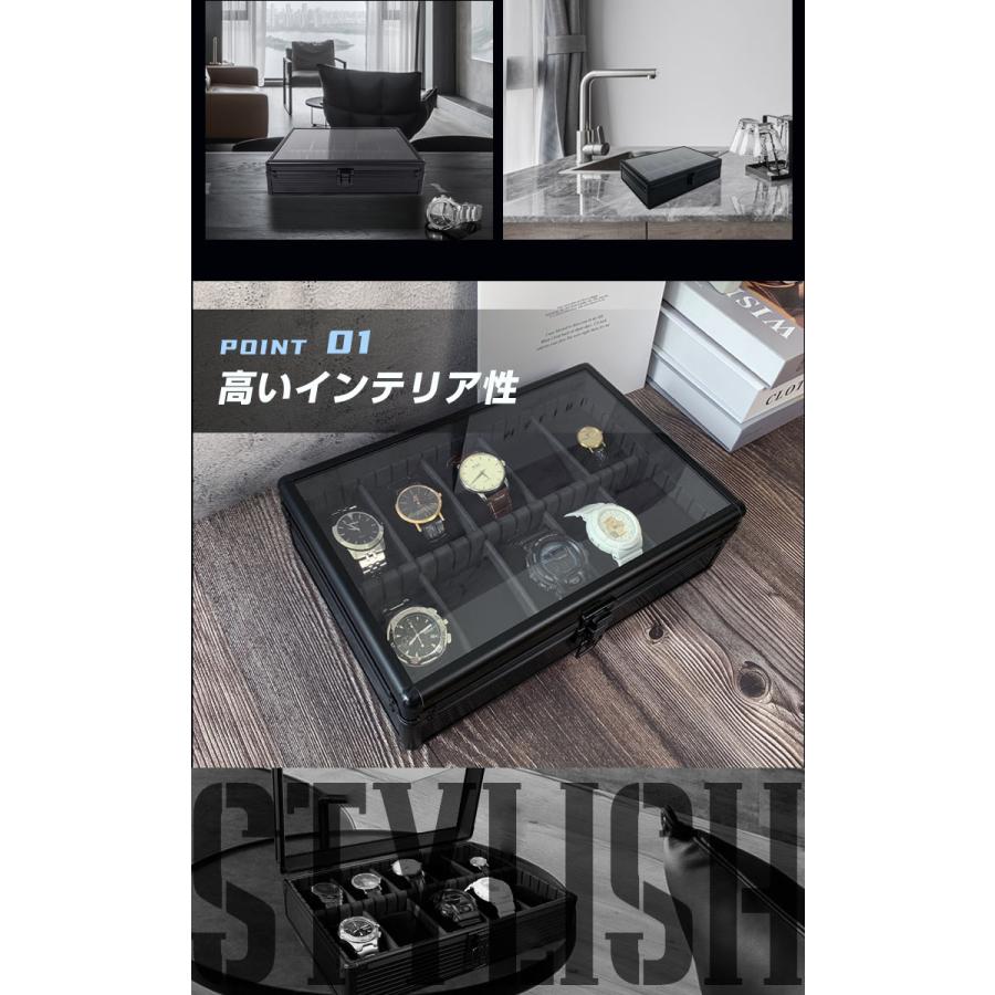 送料込 時計収納ケース 10本 アルミ おしゃれ ブラック 時計ケース 腕時計ケース 10本入り クッション付き ギフト プレゼント インテリア コレクション 高級 ビジネス Riosmauricio Com
