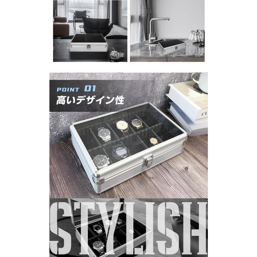 【超希少金属】元素レニウム（Re）美麗ケース入り｜高純度・コレクション用 リコメン堂 時計収納ケース 10本 アルミ おしゃれ シルバー 時計ケース