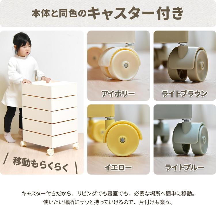 360回転ワゴン 5段 見渡せる引き出し収納 アースカラー360度回転ワゴン