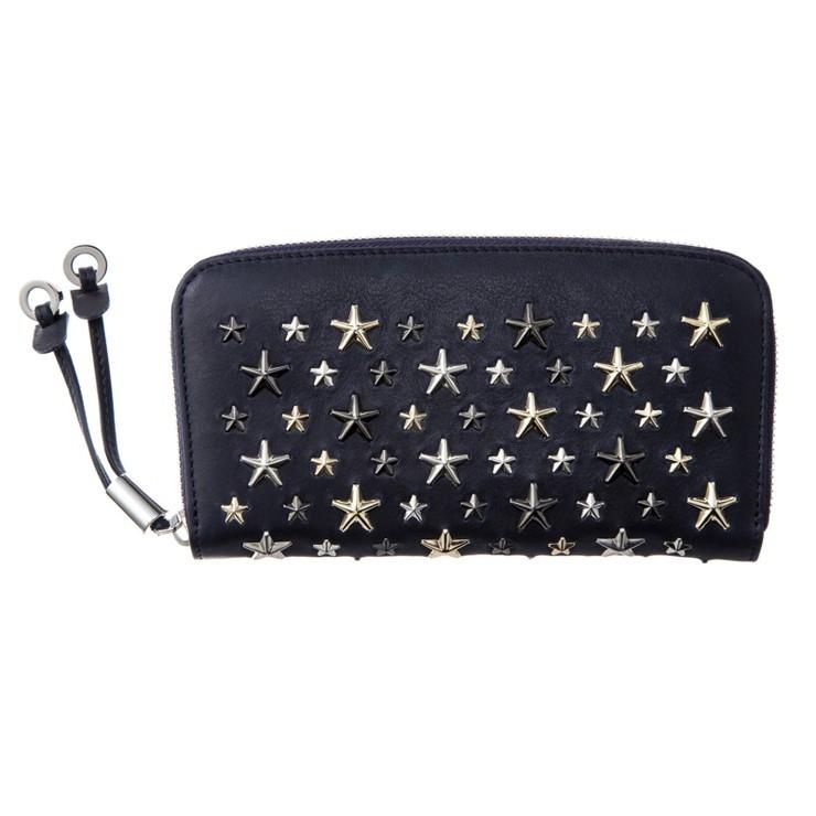 JIMMY CHOO ジミー チュウ FILIPA LTR NAVY/METALLIC MIX ラウンドファスナー長財布 ブランド