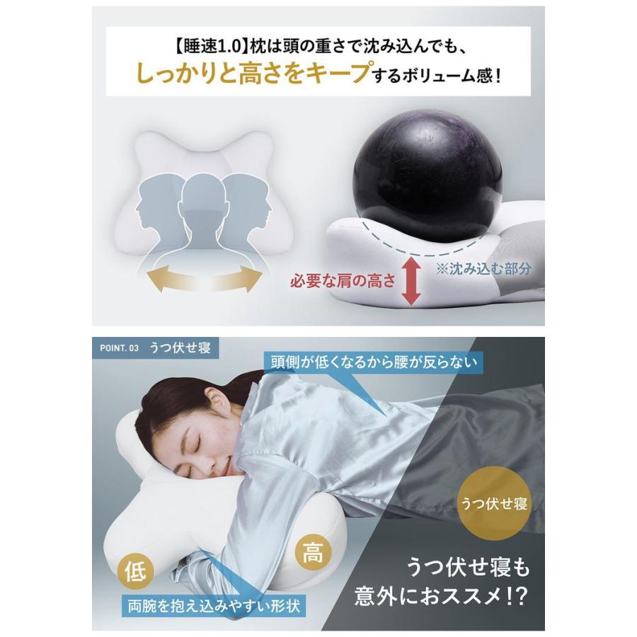 目覚ましテレビで紹介！ 睡速1.0 枕 幅60cm×奥行40cm 専用カバー付き X