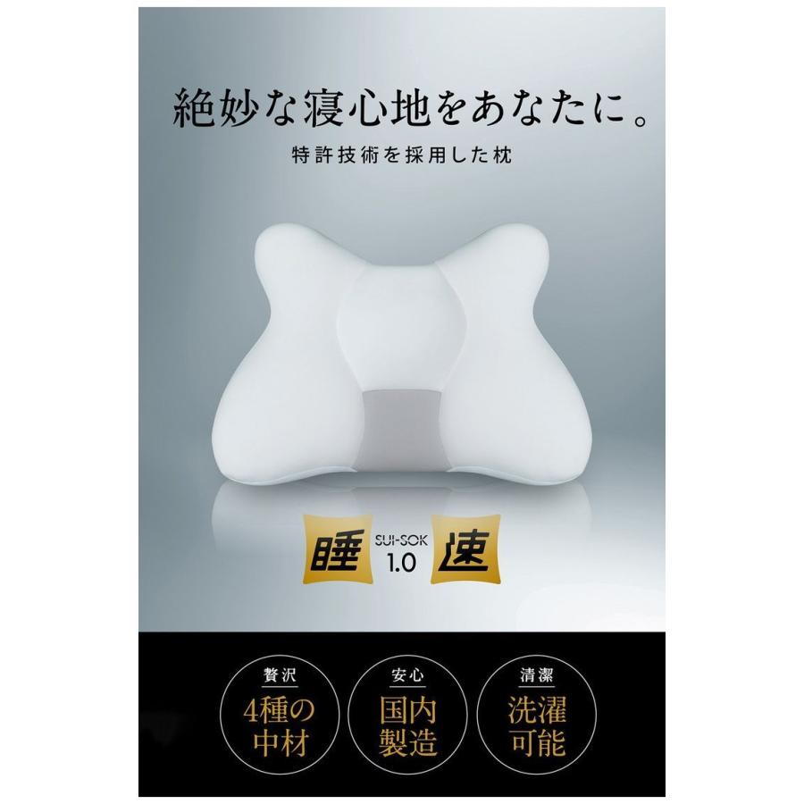 目覚ましテレビで紹介！ 睡速1.0 枕 幅60cm×奥行40cm 専用カバー付き X