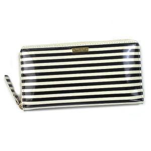 ケイトスペード kate spade 長財布 長札 seersucker patent pwru1811 lacey black cream bk/wt