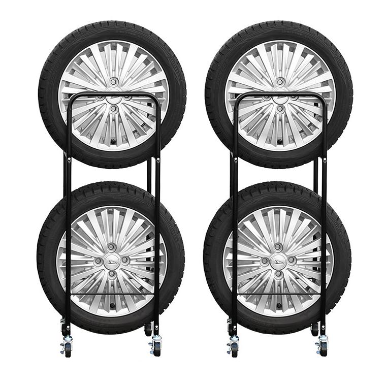 日本製 カバー付き薄型タイヤラック2個組 幅18・外径60cmまで