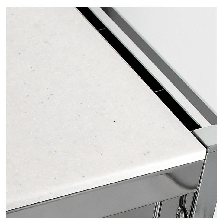 日本製 包丁スタンド付き キッチン作業台 幅68cm 人工大理石天板