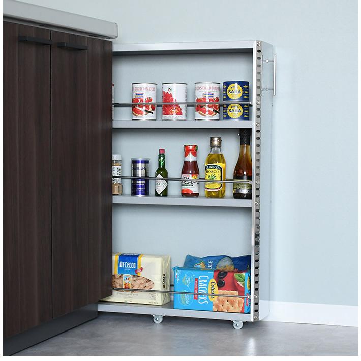 日本製 燕三条 ステンレスすき間収納 幅15cm ロータイプ 高さ81cm 棚板