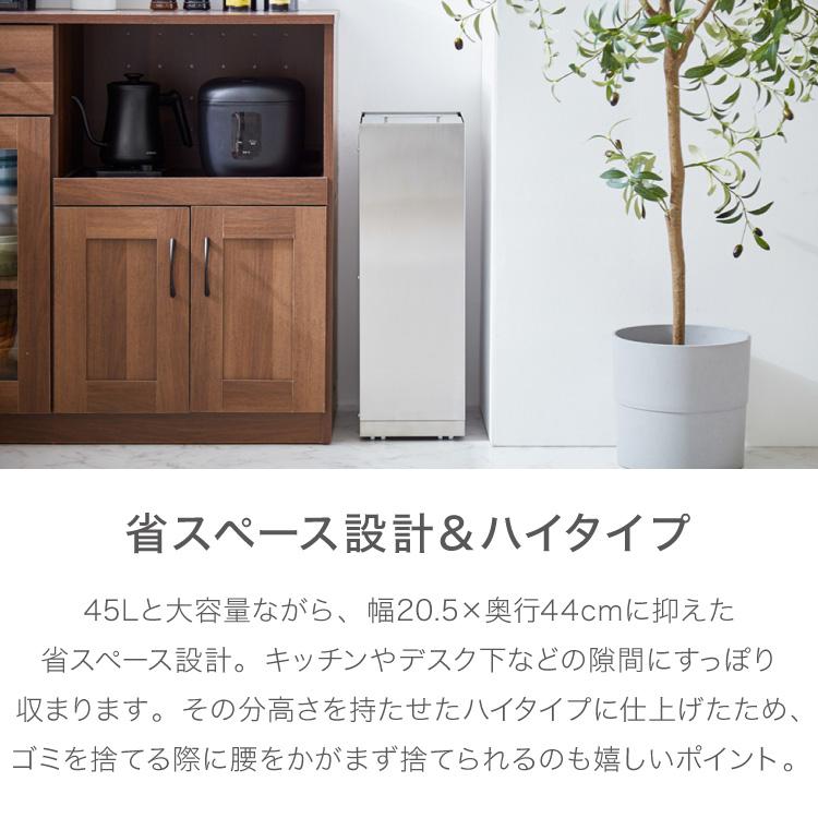 隠せる ステンレスダストボックス 45L袋用 隠しキャスター付き