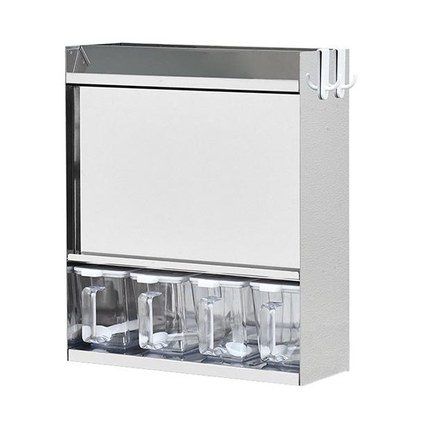 日本製 燕三条 フラップ扉のステンレススパイスラック ポット4