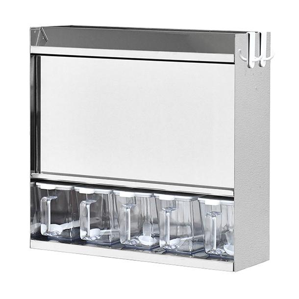 日本製 燕三条 フラップ扉のステンレススパイスラック ポット5