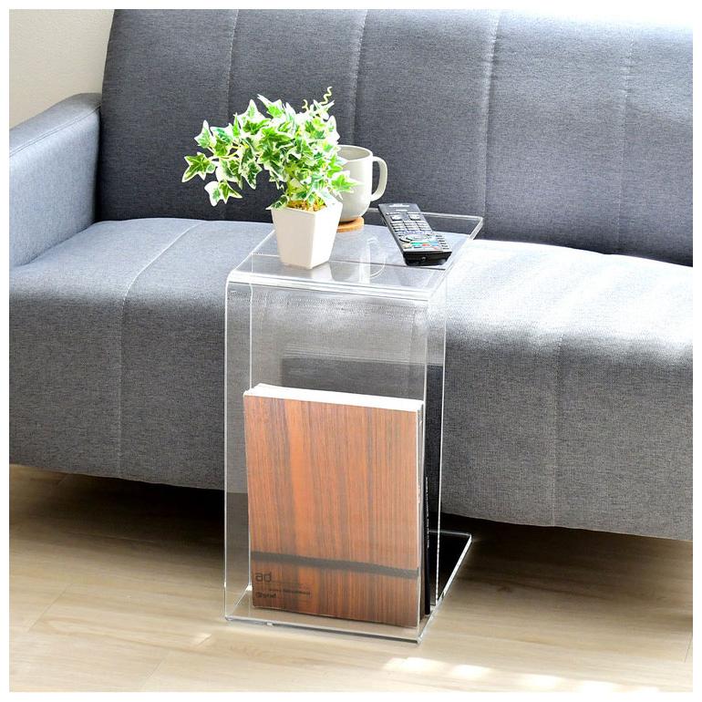 日本製 2way アクリルテーブル コの字型 完成品 10mm厚アクリル