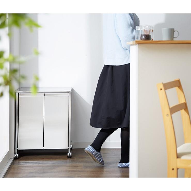 日本製 燕三条 ステンレスダストボックス 14L×2分別 幅50 ごみ箱