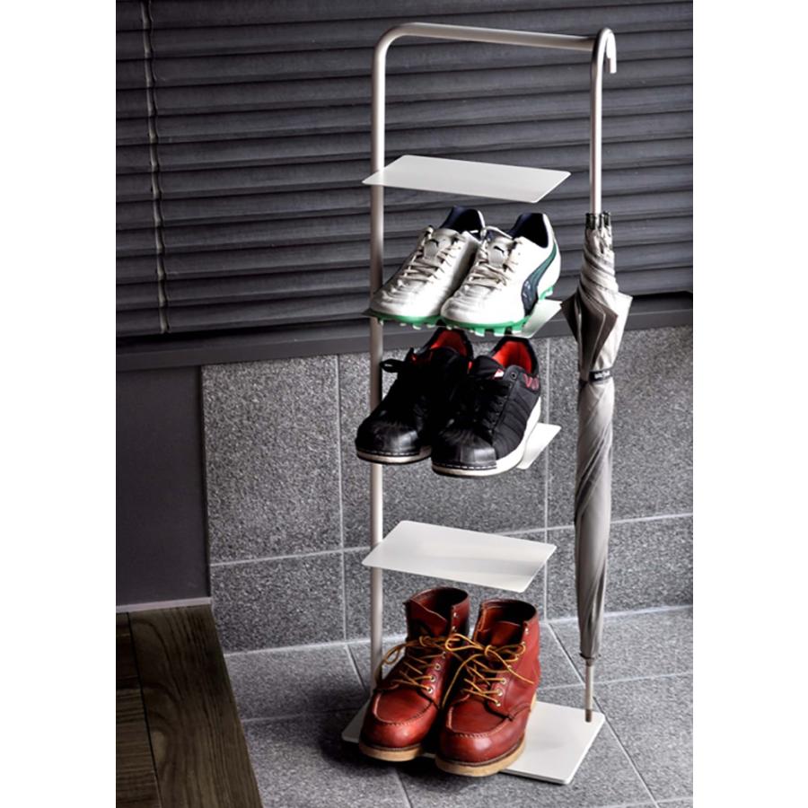 日本製 Stack rack シューズラック 5段 収納 靴箱 シューズボックス 下駄箱 薄型 スリム 靴入れ シューズbox 代引不可の画像