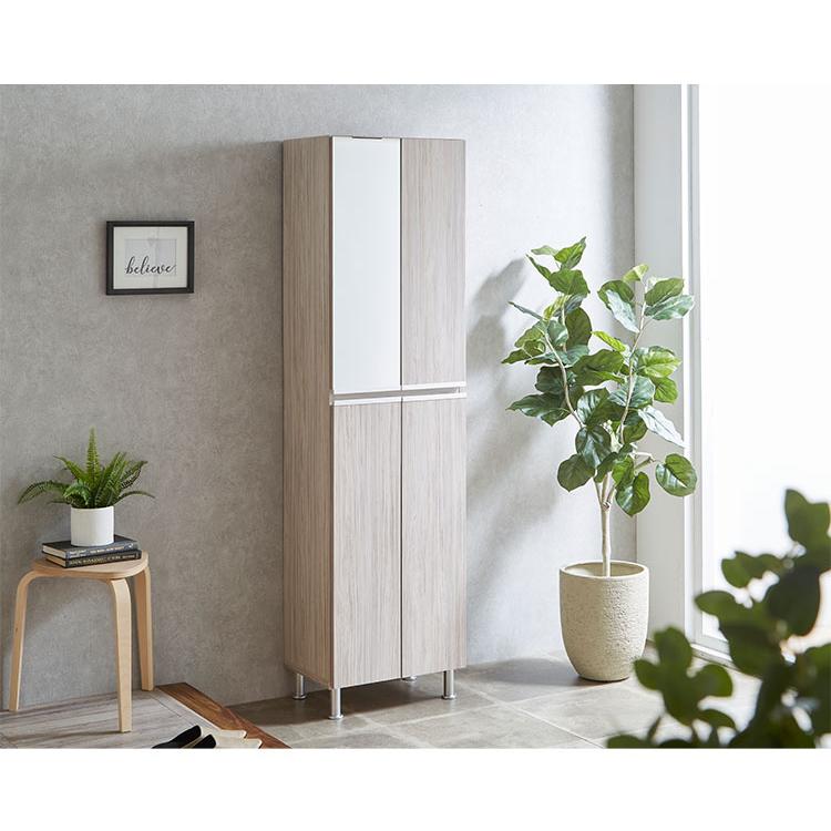 シューズボックス ハイタイプ ミラー付き 幅50cm 国産 大川家具 完成品