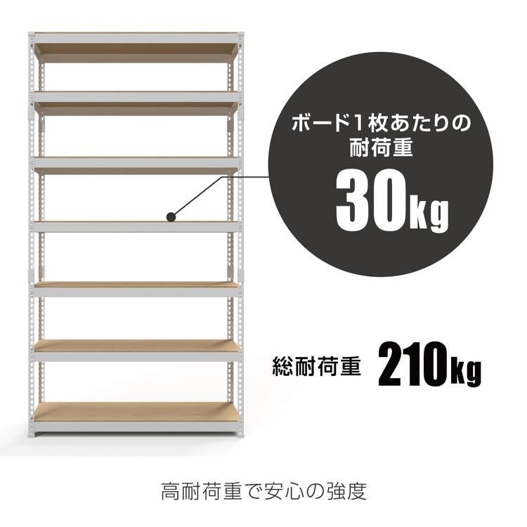 シェルフ7段 幅121cm ドリームウェア メタル\u0026ウッドラック MK-2227NWH MK-2227NBK 1台総耐荷重約210kg リバーシブル棚板 ボルトレス 代引不可の画像