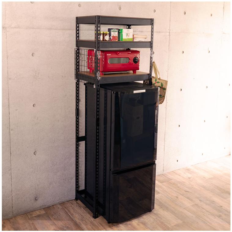 ランドリーラック 3段 幅62cm 冷蔵庫上 スチールラック キッチン