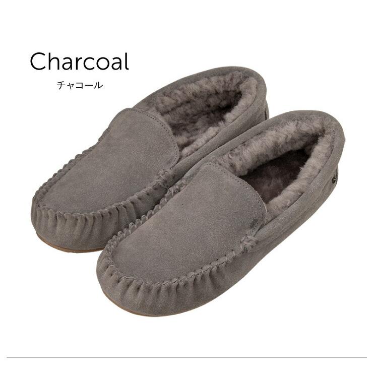 新品＊ EMU グレー Charcoal スエード ファー モカシン 完売カラー emu エミュ モカシン ケアンズ レディース シープスキン Cairns W11439