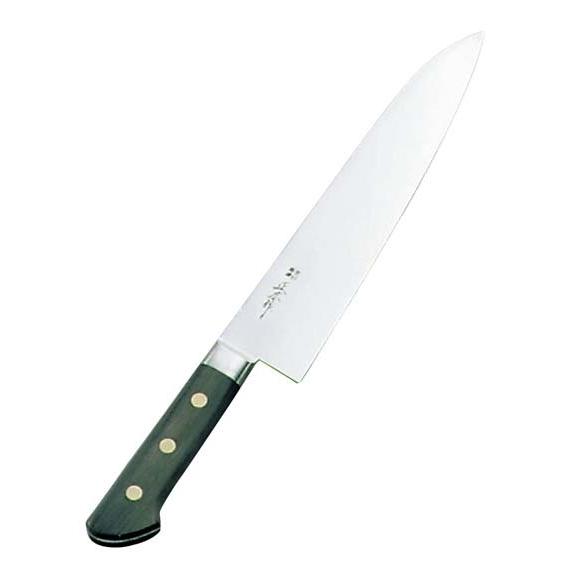正広作 日本鋼・ツバ付 牛刀 18cm 代引不可