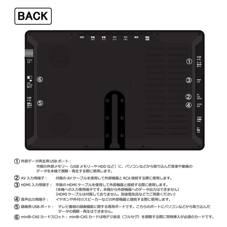 9インチ 地上デジタルテレビ 録画機能付 車載 HDMI APT09R ポータブル
