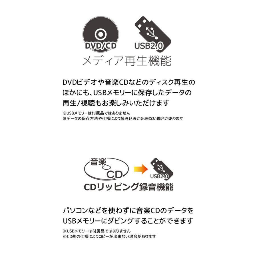 10.1インチ ポータブルDVDプレイヤー Bluetooth搭載 メディア再生機能