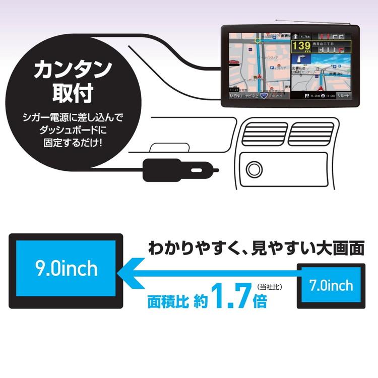 9インチポータブルワンセグナビ 2026年版地図 カーナビ タッチパネル