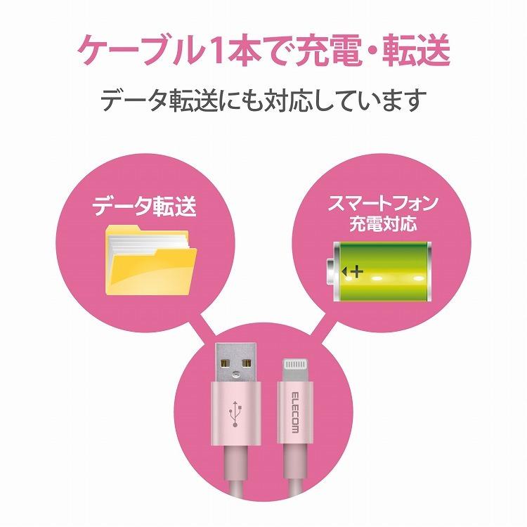 エレコム ライトニングケーブル 1m 準高耐久 Lightning オス USB-A オス RoHS指令準拠 ピンク MPA-UALPS10PN 代引不可 メール便｜recommendo｜06