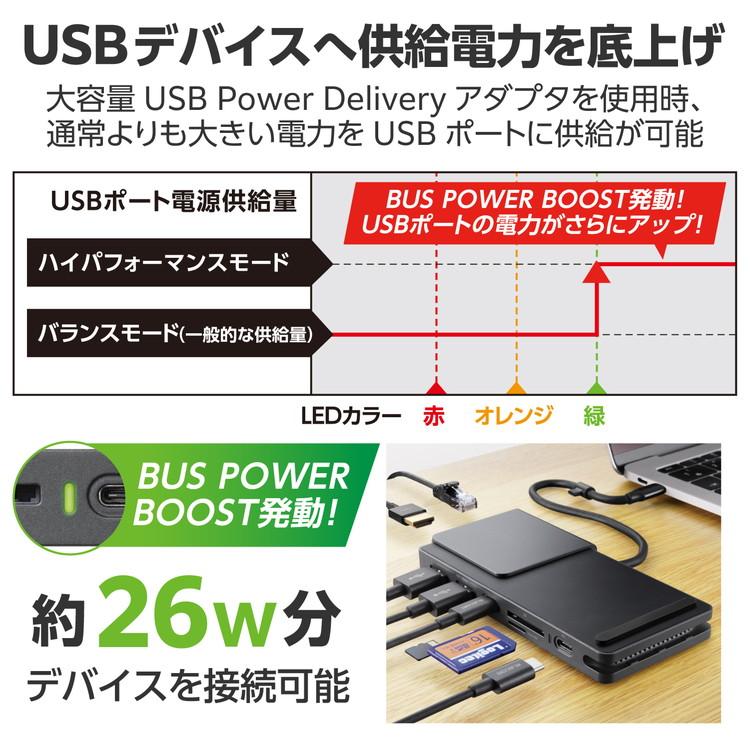 エレコム USB Type C ドッキングステーション ハブ 8-in-1 PD USB-C ×2 USB-A ×2 HDMI ×1 SD+microSD ×1 LAN ×1 パワーステータスLED機能搭載 代引不可｜recommendo｜04