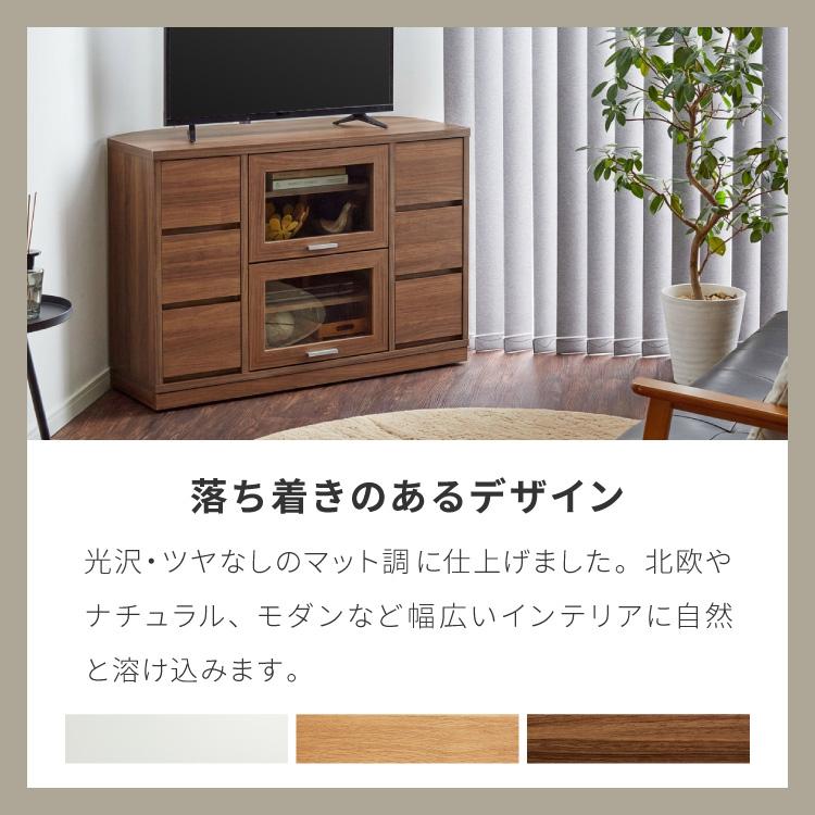 ガラス扉 左右にスウィングできるコーナーテレビ台 ハイタイプ 100cm