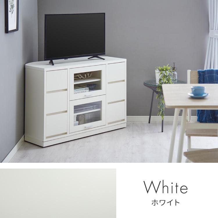 ガラス扉 左右にスウィングできるコーナーテレビ台 ハイタイプ 100cm