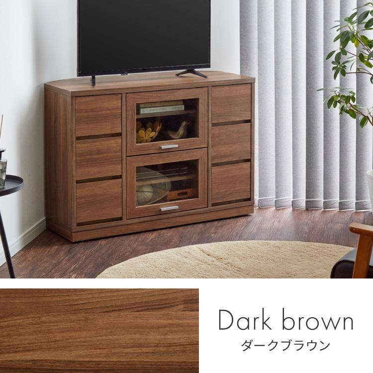ガラス扉 左右にスウィングできるコーナーテレビ台 ハイタイプ 100cm