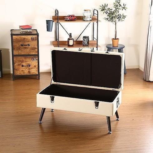 トランクベンチ Dauchez ドーシェ アジャスター W805×D415×H420mm 420mm 合成皮革 おしゃれ アイボリー 代引不可