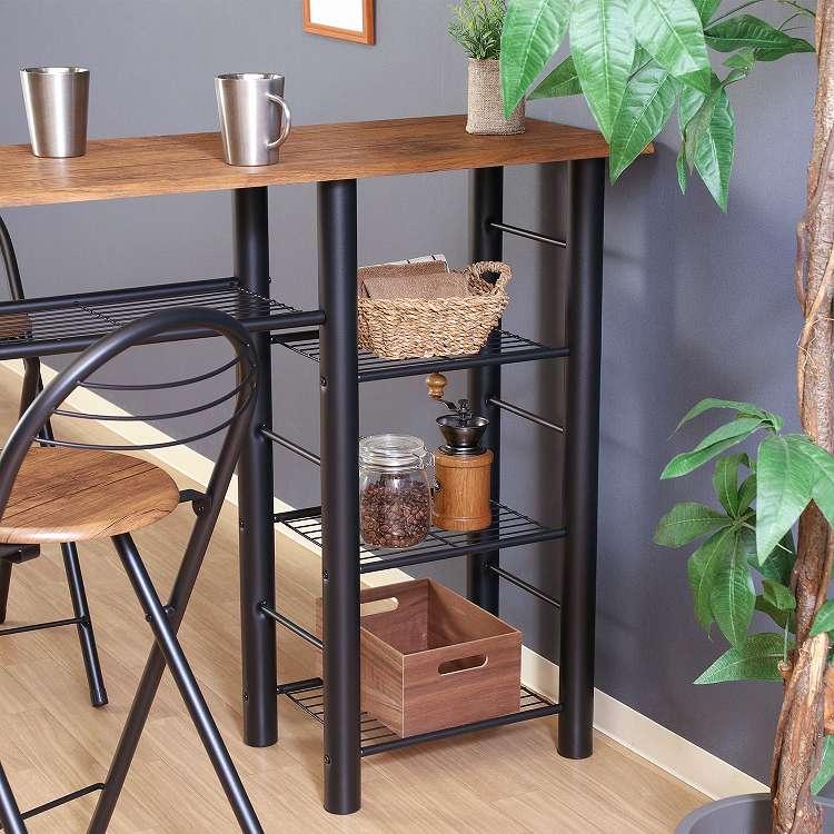 カウンターテーブルチェアセット3点WH 95246 BR 95247 代引不可