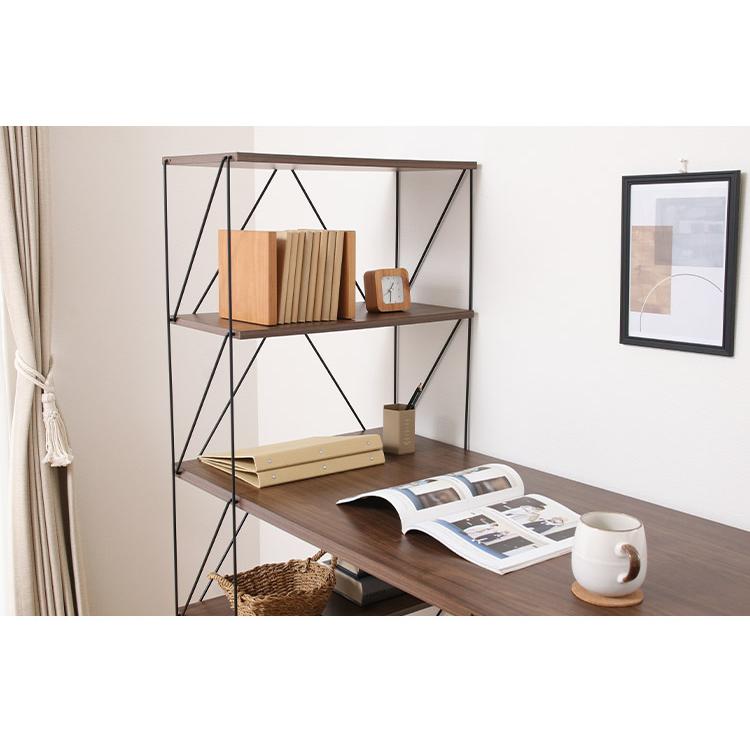 ワイヤーデスク ラック付き 幅122cm 勉強机 棚付き パソコンデスク