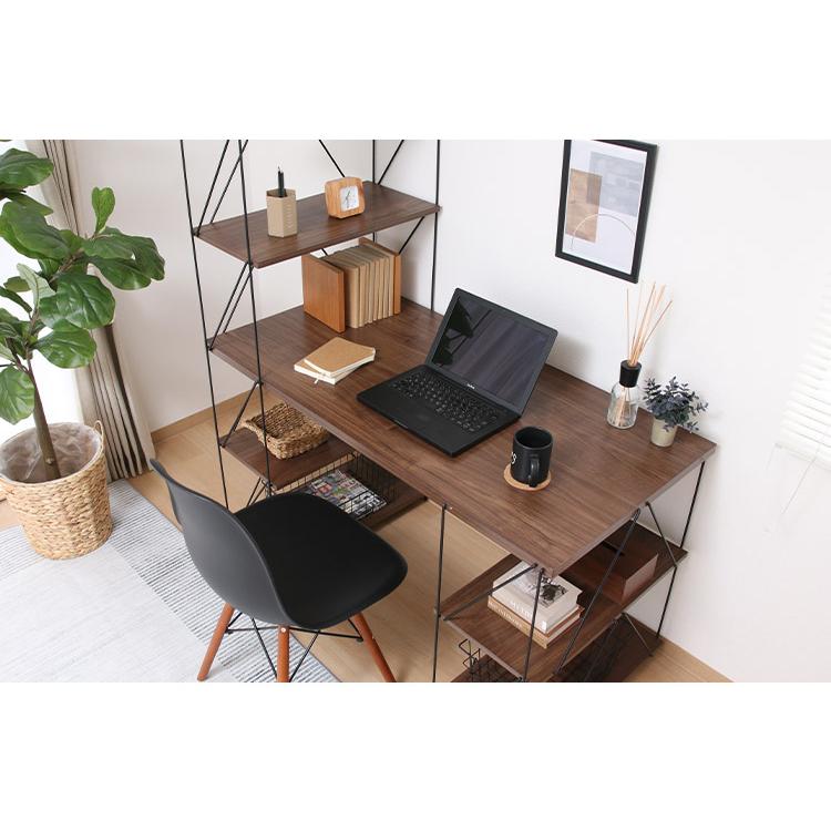 ワイヤーデスク ラック付き 幅122cm 勉強机 棚付き パソコンデスク