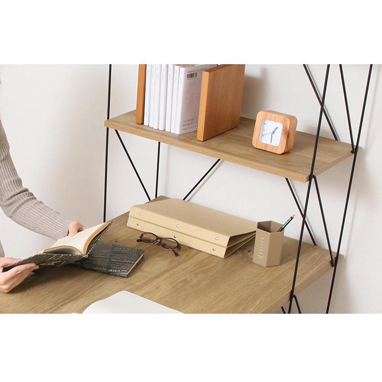 ワイヤーデスク ラック付き 幅122cm 勉強机 棚付き パソコンデスク