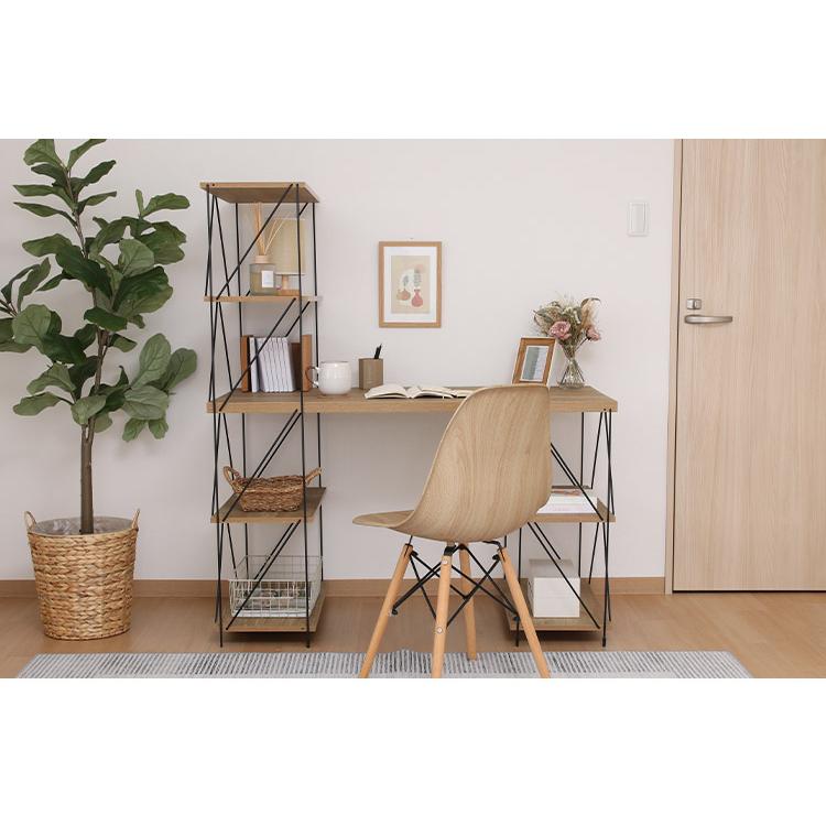 ワイヤーデスク ラック付き 幅122cm 勉強机 棚付き パソコンデスク