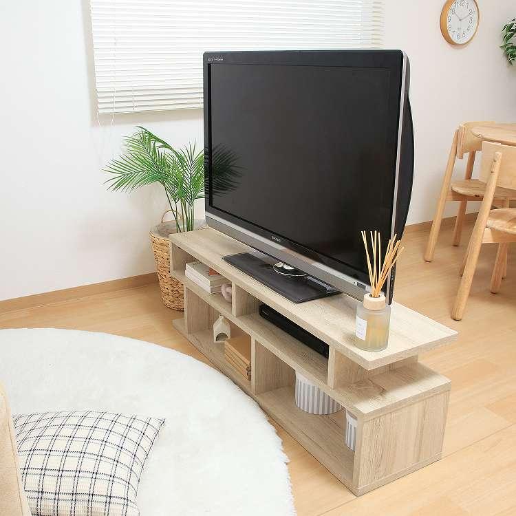 S字型TV台 120幅 オーク オークWH テレビ台 代引不可 : リコメン堂