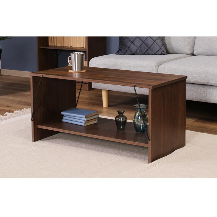 ローテーブル 80×42cm センターテーブル 棚付き オープン収納