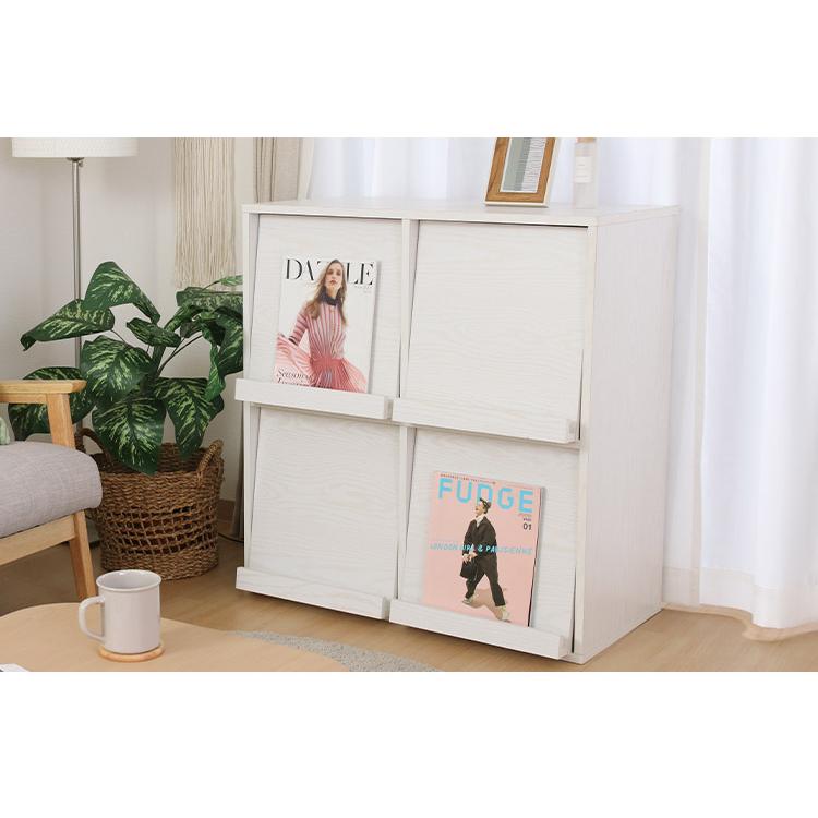 ディスプレイラック 4マス 幅80cm 扉付き 本棚 食器棚 オープンラック