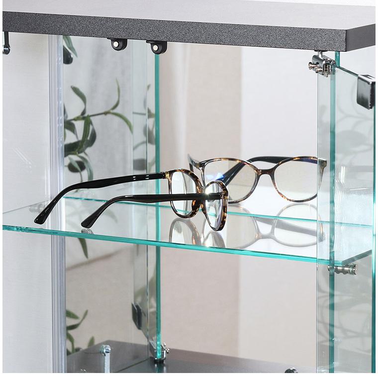 コレクションケース 卓上タイプ ガラス窓 背面ミラー 飾り棚 幅42.5