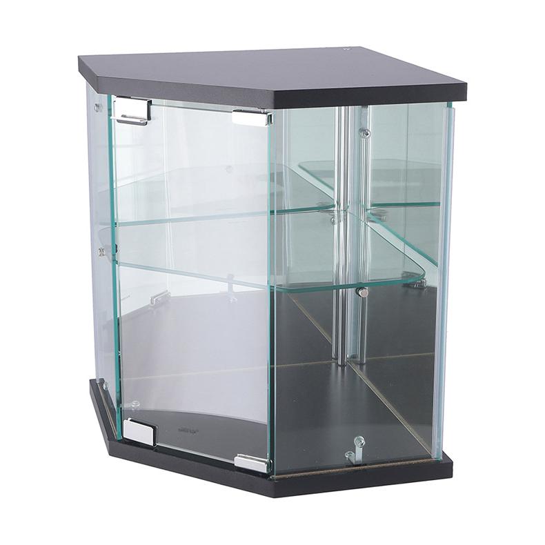 ガラスコレクションケース　飾り棚 コレクションケース コーナー 卓上タイプ ガラス窓 背面ミラー 飾り棚