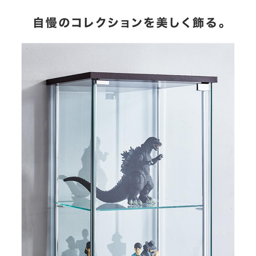 ガラスコレクションケース フィギュアケース 3段 4面ガラス 幅42.5cm 奥行36.5cm 高さ86cm ブラウン 強化ガラス マグネット式 代引不可｜recommendo｜06